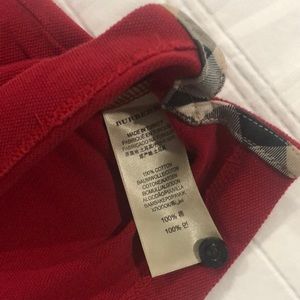 Red Burberry men polo shirt